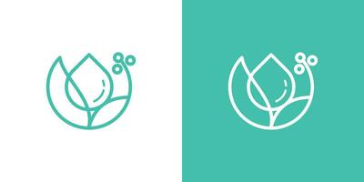 Logo Design kombinieren Tropfen mit Pflanzen gemacht im ein minimalistisch Linie Stil. vektor