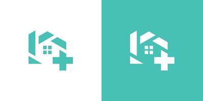 logotyp design kombinerande de form av en hus med hälsa, sjukhus, klinik, medicinsk. vektor