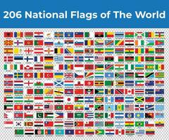 206 National Flaggen von das Welt mit Namen vektor