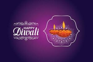 Lycklig diwali, festival av lampor, papper grafisk av indisk rangoli, gyllene lampor, färgrik dekorativ bakgrund, blå magenta bakgrund vektor