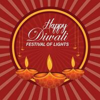 Lycklig diwali, festival av lampor, papper grafisk av indisk rangoli, gyllene lampor, färgrik dekorativ bakgrund, blå magenta bakgrund vektor