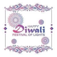 glücklich Diwali, Festival von Beleuchtung, Papier Grafik von indisch Rangoli, golden Beleuchtung, bunt dekorativ Hintergrund, Blau Magenta Hintergrund vektor