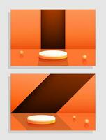 set orange gelb 3d-objekt zylinder sockel podium anzeige farbverlauf minimale szene ausstellungsraum vektor
