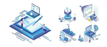 isometrisk marknadsföring, analys marknadsföring , marknadsföring skapare, seo aning, mål marknadsföring vektor