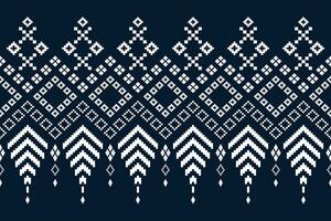 indigo Marin blå geometrisk traditionell etnisk mönster ikat sömlös mönster gräns abstrakt design för tyg skriva ut trasa klänning matta gardiner och sarong aztec afrikansk indisk indonesiska vektor