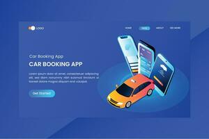 mobil app för bokning taxi begrepp landning sida vektor