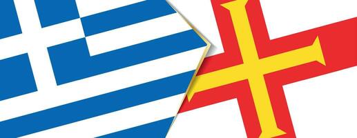 grekland och guernsey flaggor, två vektor flaggor.
