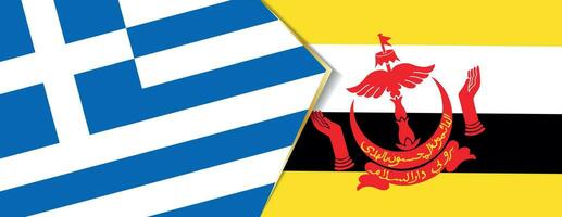 grekland och brunei flaggor, två vektor flaggor.