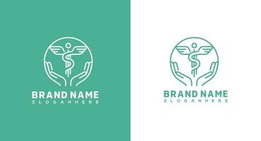 Mensch Gesundheit Pflege Logo Design Vorlage. Gesundheitswesen Logo Design. Vektor Illustration