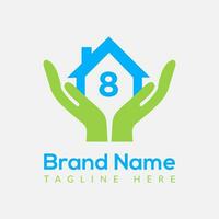 Zuhause Darlehen Logo auf Brief 8 Vorlage. Zuhause Darlehen auf 8 Brief, Initiale Zuhause Darlehen Zeichen Konzept Vorlage vektor
