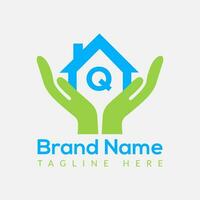 Zuhause Darlehen Logo auf Brief q Vorlage. Zuhause Darlehen auf q Brief, Initiale Zuhause Darlehen Zeichen Konzept Vorlage vektor