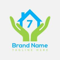 Zuhause Darlehen Logo auf Brief 7 Vorlage. Zuhause Darlehen auf 7 Brief, Initiale Zuhause Darlehen Zeichen Konzept Vorlage vektor