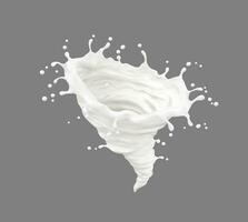 mjölk grädde eller yoghurt vit stänk, flytande tornado vektor
