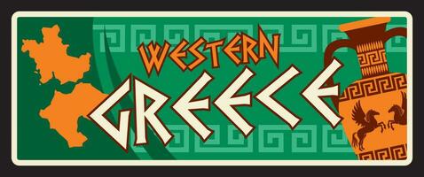 Western Griechenland Region retro griechisch Reise Teller vektor