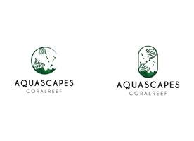 korall aqua scapes logotyp design. minimalistisk aquascapes logotyp vektor