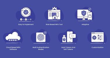 wesentlich Multi-Faktor Authentifizierung Symbole. vektor