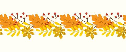 nahtlos Hand gezeichnet Rand von Herbst Blätter und Beeren auf isoliert Hintergrund. Hintergrund zum Herbst Ernte Urlaub, das Erntedankfest, Halloween, saisonal, Textil, Scrapbooking, Washi Band. vektor