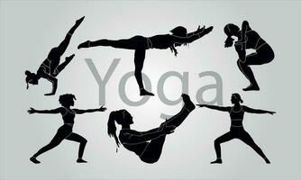 yoga vektor silhuetter kvinna håller på med yoga san design