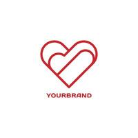 Herz Liebe Logo minimalistisch Design im rot zum Unternehmen Geschäft Symbol Geometrie Konzept vektor