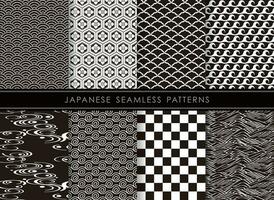 Vektor japanisch Jahrgang nahtlos einfarbig Muster Satz. alle Muster sind beide horizontal und vertikal wiederholbar.