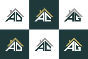 uppsättning av brev annons, ac, ag logotyp design med hus illusion begrepp vektor