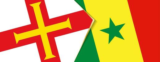 Guernsey und Senegal Flaggen, zwei Vektor Flaggen.