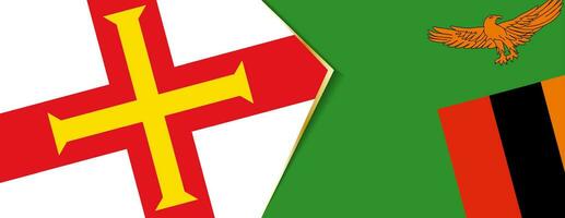 Guernsey und Sambia Flaggen, zwei Vektor Flaggen.