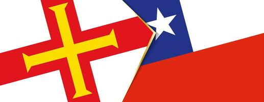 Guernsey und Chile Flaggen, zwei Vektor Flaggen.