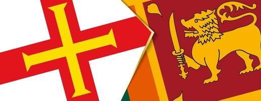 Guernsey und sri Lanka Flaggen, zwei Vektor Flaggen.