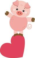 süß Schwein auf oben von Herz vektor