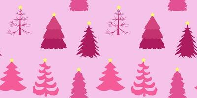 nahtlos Rosa Weihnachten Baum Muster. Weihnachten Hintergrund, Geschenk Verpackung. Vektor Illustration