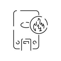 hus uppvärmning linje ikon. tunn kontur symbol. pannor, radiatorer och termostater. gas, elektrisk, fast bränsle, pellets, sol- pannor. isolerat vektor översikt illustrationer. redigerbar stroke.