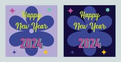 glücklich Neu Jahr 2024 mit bunt minimalistisch modisch Design. glücklich Neu Jahr 2024 Platz Vorlage. Gruß Hintergrund Entwürfe, Neu Jahr, und Sozial Medien Werbung Inhalt. Vektor Illustration