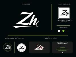 monogram Z H logotyp vektor, första kläder Z H hz lyx mode logotyp brev design vektor