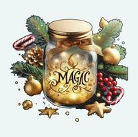 Gold Magie Weihnachten Aussicht im Krug Clip Art vektor