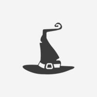 halloween häxa, trollkarl hatt, keps ikon vektor. magi symbol tecken vektor