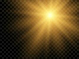 Sonnenlicht auf ein Hintergrund. isoliert Gelb Strahlen von Licht. Vektor Illustration