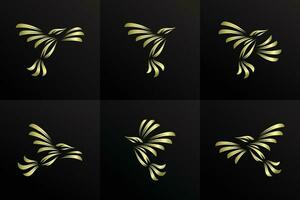 abstrakt guld fågel logotyp ikon uppsättning mall vektor