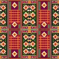 geometrisk etnisk mönster, korsa sy, pixel mönster, design för Kläder, tyg, bakgrund, tapet, omslag, batik, stickat, broderi stil, aztec geometrisk konst prydnad skriva ut vektor