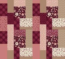 Vektor abstrakt nahtlos Patchwork Muster mit geometrisch und Blumen- Ornamente, stilisiert Blumen. Jahrgang Boho Stil. Kintsugi