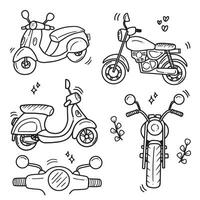 Vektor Handzeichnung Motorrad Grafik Elemente, modern, klassisch Fahrräder