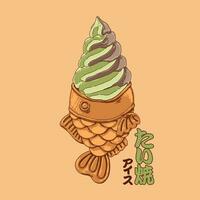 Taiyaki Eis Sahne Vektor Illustration