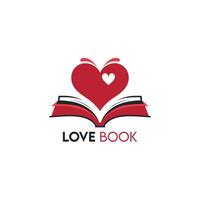 kärlek bok logotyp design mall utbildning och läsning ikon vektor illustration