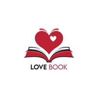 Liebe Buch Logo Design Vorlage Bildung und lesen Symbol Vektor Illustration