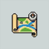 Pixel Kunst Illustration Karte. pixelig Karte. Schatz Karte pixelig zum das Pixel Kunst Spiel und Symbol zum Webseite und Video Spiel. alt Schule retro. vektor