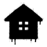 sprühen gemalt Graffiti Zuhause Symbol gesprüht isoliert mit ein Weiß Hintergrund. Graffiti Zuhause Symbol mit Über sprühen im schwarz Über Weiß. vektor