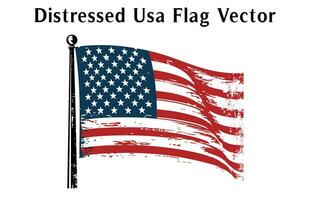 bedrövad USA flagga vektor illustration, amerikan flagga vektor ClipArt isolerat på en vit bakgrund