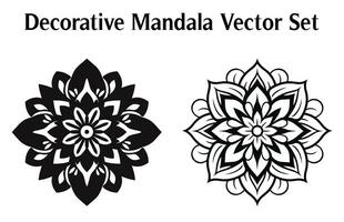 svart och vit abstrakt cirkulär mönster mandala, mandala linje teckning design, dekorativ mandala med blommig mönster, dekorativ lyx mandala mönster, uppsättning av vektor boho mandala illustration