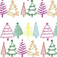 sömlös mönster för jul och ny år med ritad för hand färgad gran träd. vektor