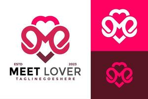 Brief m Herz Liebe Logo Design Vektor Symbol Symbol Illustration